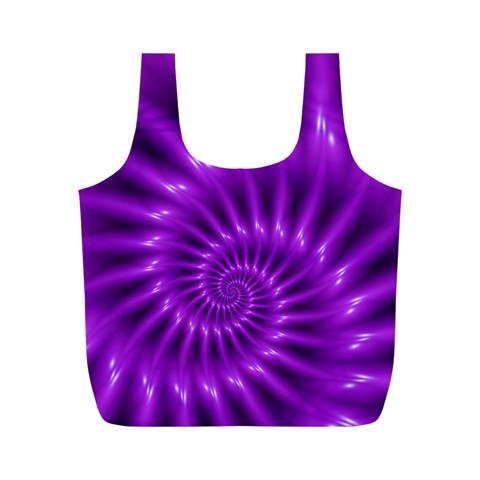 Glossy Bright Purple Fractal Spiral  Full Print Recycle Bag (M) from ArtsNow.com Front