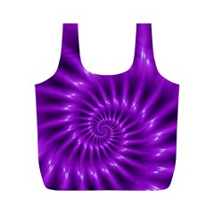 Glossy Bright Purple Fractal Spiral  Full Print Recycle Bag (M) from ArtsNow.com Front