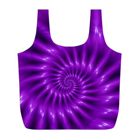 Glossy Bright Purple Fractal Spiral  Full Print Recycle Bag (L) from ArtsNow.com Front