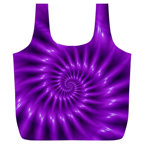 Glossy Bright Purple Fractal Spiral  Full Print Recycle Bag (XL) from ArtsNow.com Front