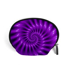 Glossy Bright Purple Fractal Spiral  Accessory Pouch (Small) from ArtsNow.com Front