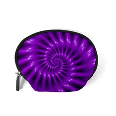 Glossy Bright Purple Fractal Spiral  Accessory Pouch (Small) from ArtsNow.com Back