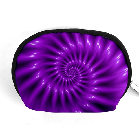 Glossy Bright Purple Fractal Spiral  Accessory Pouch (Medium) from ArtsNow.com Front