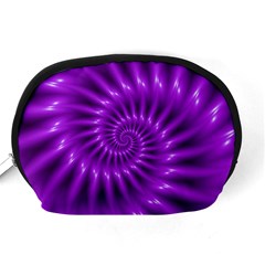 Glossy Bright Purple Fractal Spiral  Accessory Pouch (Medium) from ArtsNow.com Back