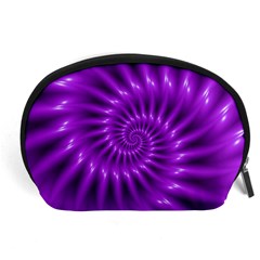 Glossy Bright Purple Fractal Spiral  Accessory Pouch (Large) from ArtsNow.com Front