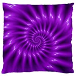 Glossy Bright Purple Fractal Spiral  Large Flano Cushion Case (One Side)