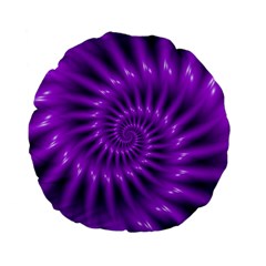 Glossy Bright Purple Fractal Spiral  Standard 15  Premium Flano Round Cushion  from ArtsNow.com Front