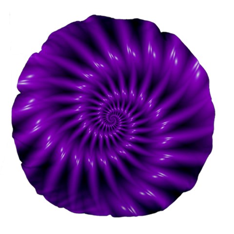 Glossy Bright Purple Fractal Spiral  Large 18  Premium Flano Round Cushion  from ArtsNow.com Front