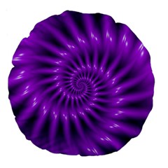 Glossy Bright Purple Fractal Spiral  Large 18  Premium Flano Round Cushion  from ArtsNow.com Front