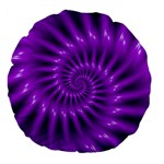 Glossy Bright Purple Fractal Spiral  Large 18  Premium Flano Round Cushion 