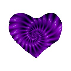 Glossy Bright Purple Fractal Spiral  Standard 16  Premium Flano Heart Shape Cushion  from ArtsNow.com Front