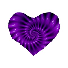 Glossy Bright Purple Fractal Spiral  Standard 16  Premium Flano Heart Shape Cushion  from ArtsNow.com Back