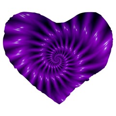 Glossy Bright Purple Fractal Spiral  Large 19  Premium Flano Heart Shape Cushion from ArtsNow.com Front