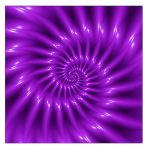 Glossy Bright Purple Fractal Spiral  Large Satin Scarf (Square) from ArtsNow.com Front