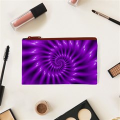 Glossy Bright Purple Fractal Spiral  Cosmetic Bag (XS) from ArtsNow.com Front