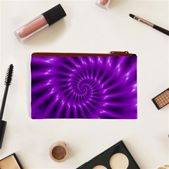 Glossy Bright Purple Fractal Spiral  Cosmetic Bag (XS) from ArtsNow.com Back