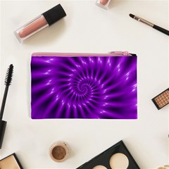 Glossy Bright Purple Fractal Spiral  Cosmetic Bag (XS) from ArtsNow.com Back