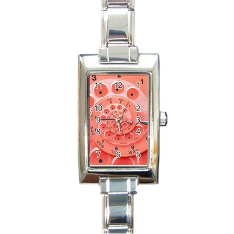 Apircot Orange Vintage Retro Rotary Dial Spiral Droste  Rectangle Italian Charm Watch from ArtsNow.com Front