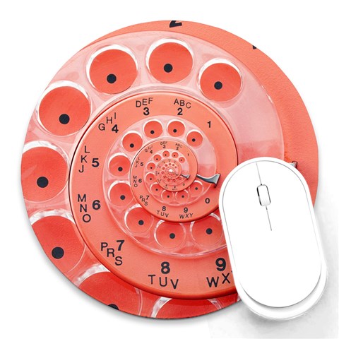 Apircot Orange Vintage Retro Rotary Dial Spiral Droste  Round Mousepad from ArtsNow.com Front