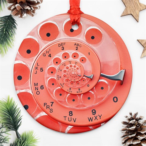 Apircot Orange Vintage Retro Rotary Dial Spiral Droste  Ornament (Round) from ArtsNow.com Front