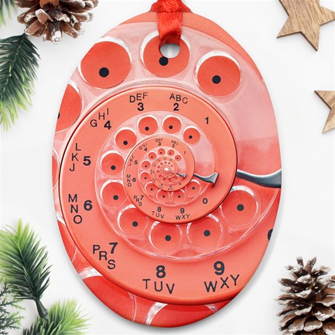 Apircot Orange Vintage Retro Rotary Dial Spiral Droste  Ornament (Oval) from ArtsNow.com Front