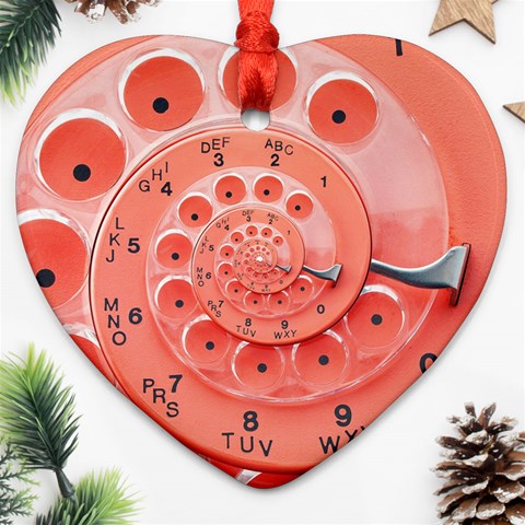 Apircot Orange Vintage Retro Rotary Dial Spiral Droste  Ornament (Heart) from ArtsNow.com Front