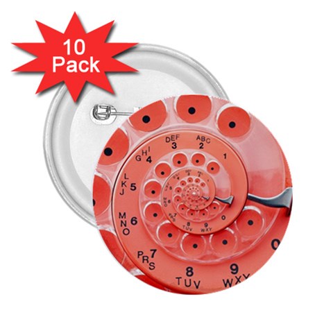 Apircot Orange Vintage Retro Rotary Dial Spiral Droste  2.25  Button (10 pack) from ArtsNow.com Front