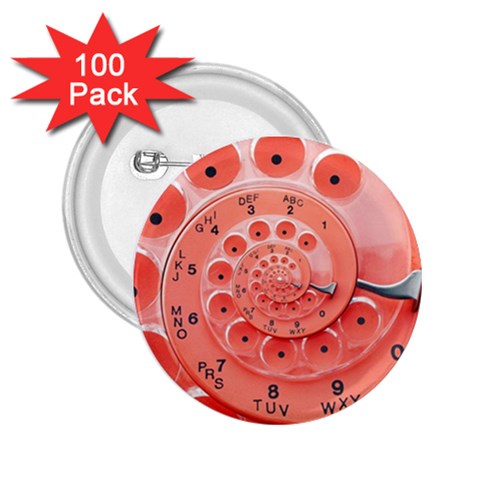 Apircot Orange Vintage Retro Rotary Dial Spiral Droste  2.25  Button (100 pack) from ArtsNow.com Front