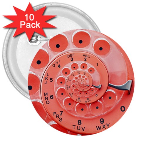 Apircot Orange Vintage Retro Rotary Dial Spiral Droste  3  Button (10 pack) from ArtsNow.com Front