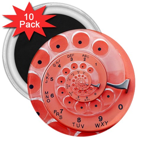 Apircot Orange Vintage Retro Rotary Dial Spiral Droste  3  Magnet (10 pack) from ArtsNow.com Front