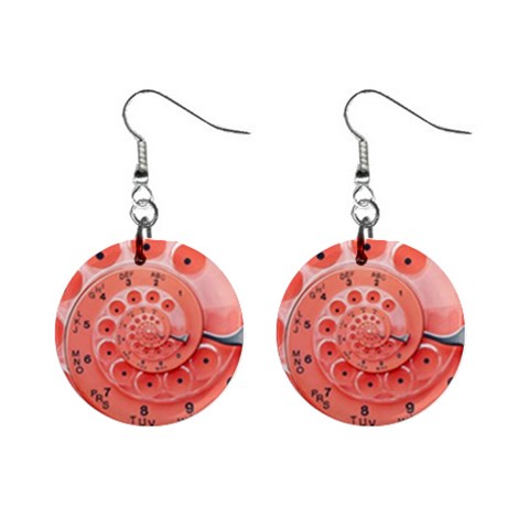 Apircot Orange Vintage Retro Rotary Dial Spiral Droste  1  Button Earrings from ArtsNow.com Front