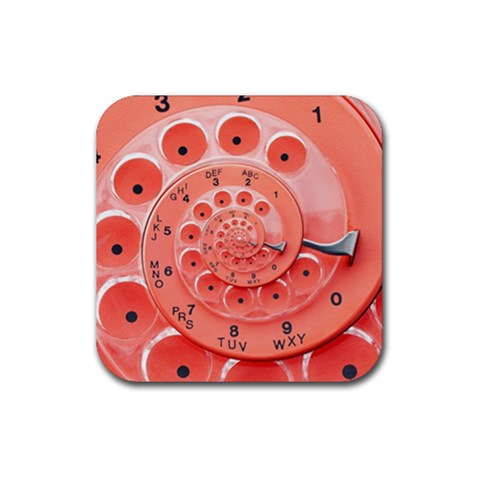 Apircot Orange Vintage Retro Rotary Dial Spiral Droste  Rubber Coaster (Square) from ArtsNow.com Front