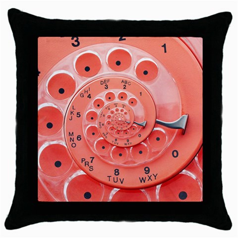 Apircot Orange Vintage Retro Rotary Dial Spiral Droste  Throw Pillow Case (Black) from ArtsNow.com Front