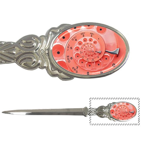 Apircot Orange Vintage Retro Rotary Dial Spiral Droste  Letter Opener from ArtsNow.com Front