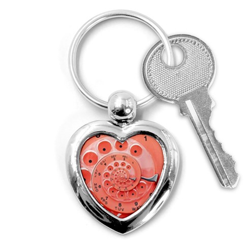 Apircot Orange Vintage Retro Rotary Dial Spiral Droste  Key Chain (Heart) from ArtsNow.com Front