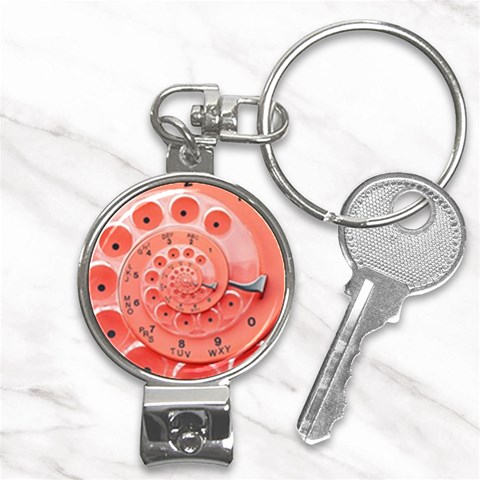 Apircot Orange Vintage Retro Rotary Dial Spiral Droste  Nail Clippers Key Chain from ArtsNow.com Front