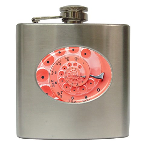 Apircot Orange Vintage Retro Rotary Dial Spiral Droste  Hip Flask (6 oz) from ArtsNow.com Front