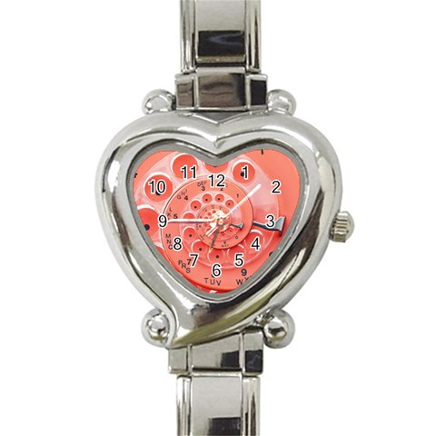 Apircot Orange Vintage Retro Rotary Dial Spiral Droste  Heart Italian Charm Watch from ArtsNow.com Front