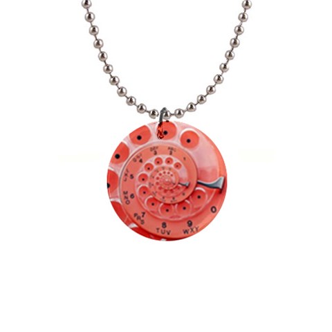 Apircot Orange Vintage Retro Rotary Dial Spiral Droste  1  Button Necklace from ArtsNow.com Front