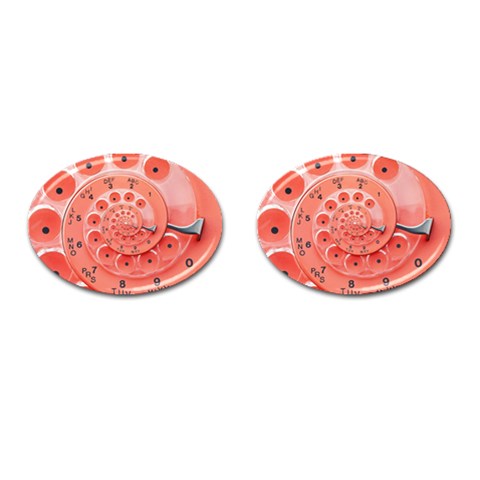 Apircot Orange Vintage Retro Rotary Dial Spiral Droste  Cufflinks (Oval) from ArtsNow.com Front(Pair)