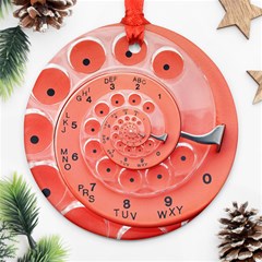 Apircot Orange Vintage Retro Rotary Dial Spiral Droste  Round Ornament (Two Sides) from ArtsNow.com Front