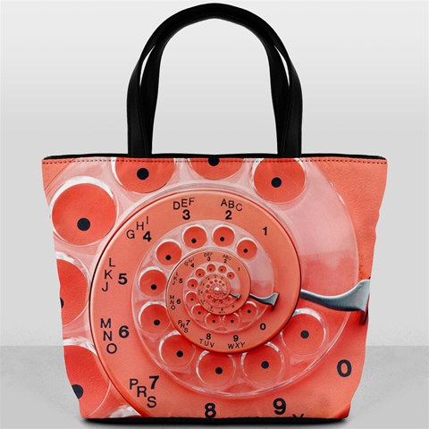 Apircot Orange Vintage Retro Rotary Dial Spiral Droste  Bucket Bag from ArtsNow.com Front