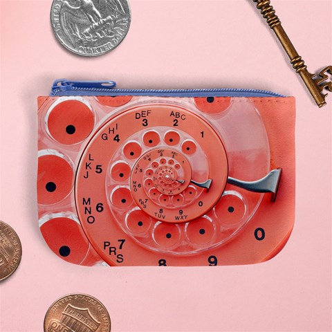 Apircot Orange Vintage Retro Rotary Dial Spiral Droste  Mini Coin Purse from ArtsNow.com Front