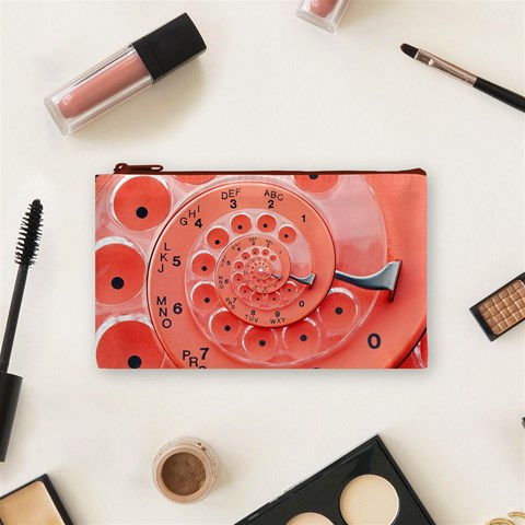 Apircot Orange Vintage Retro Rotary Dial Spiral Droste  Cosmetic Bag (Small) from ArtsNow.com Front