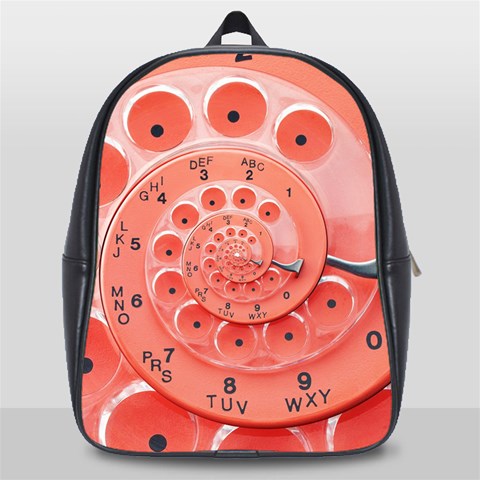 Apircot Orange Vintage Retro Rotary Dial Spiral Droste  School Bag (Large) from ArtsNow.com Front