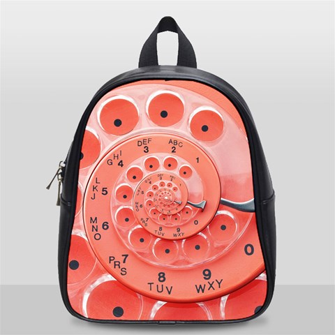 Apircot Orange Vintage Retro Rotary Dial Spiral Droste  School Bag (Small) from ArtsNow.com Front