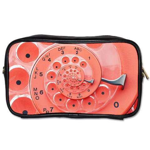 Apircot Orange Vintage Retro Rotary Dial Spiral Droste  Toiletries Bag (Two Sides) from ArtsNow.com Front