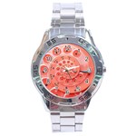 Apircot Orange Vintage Retro Rotary Dial Spiral Droste  Stainless Steel Analogue Watch