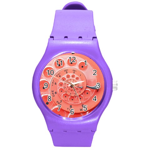 Apircot Orange Vintage Retro Rotary Dial Spiral Droste  Round Plastic Sport Watch (M) from ArtsNow.com Front