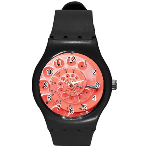 Apircot Orange Vintage Retro Rotary Dial Spiral Droste  Round Plastic Sport Watch (M) from ArtsNow.com Front